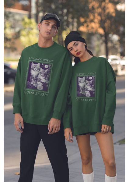 Özel Tasarım Poster Kediler Baskılı Oversize Sweatshirt 22878