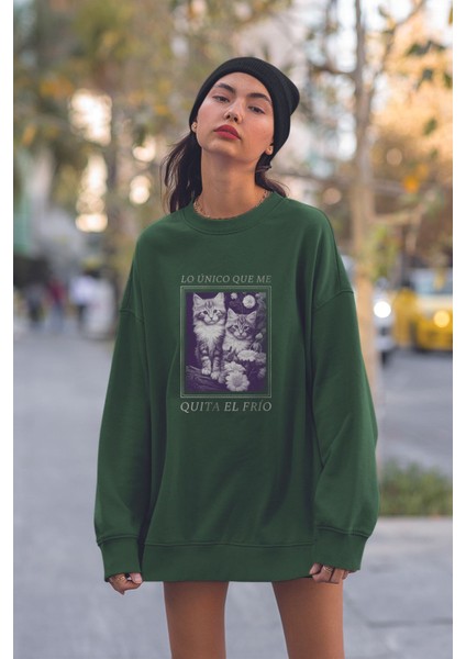 Özel Tasarım Poster Kediler Baskılı Oversize Sweatshirt 22878 fiyatları