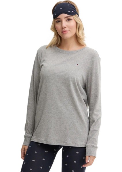 Tommy Hilfiger Kadın Gri Pijama Takımı ( Göz Bandı Hediyeli ) UW0UW05639