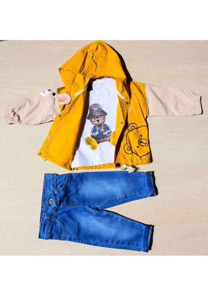 Ayıcık Baskılı Yağmurluklu 3'lü Erkek Takım