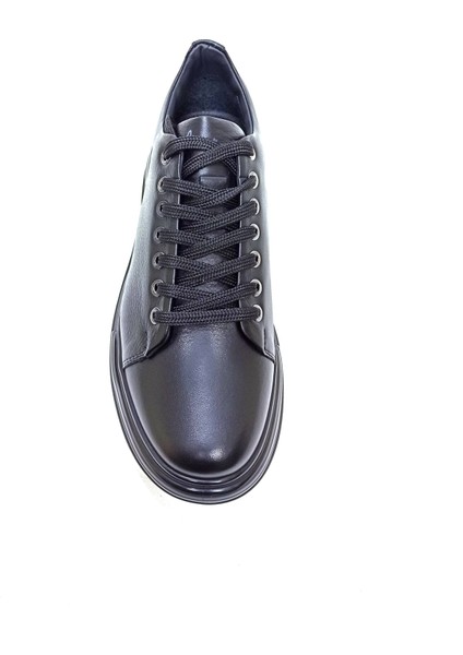 Siyah Deri Erkek Sneaker Spor Ayakkabı fırsatları