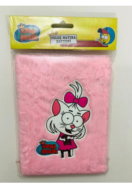 Kırtasiye Seti ( Kral Şakir Peluş Hatıra Defteri - Uçlu Kalem Taşlı Boncuklu ) -Pembe