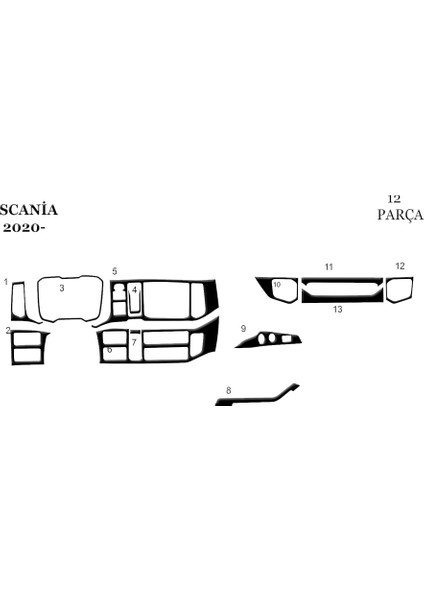 Scania R Konsol-Maun Kaplama 2020- 12 Parça