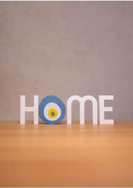 Tekno Trust Nazar Boncuğu Motifli Home Yazılı Dekoratif Obje
