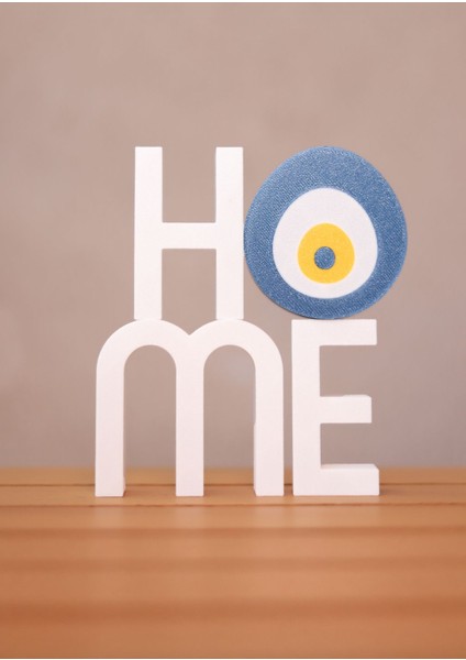 Tekno Trust Nazar Boncuğu Motifli Home Yazılı Dekoratif Obje