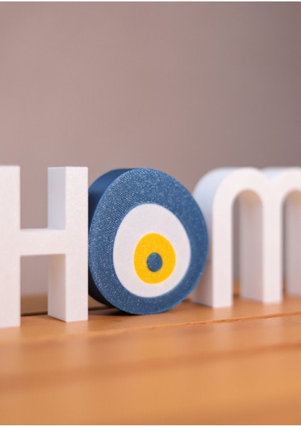 Tekno Trust Nazar Boncuğu Motifli Home Yazılı Dekoratif Obje