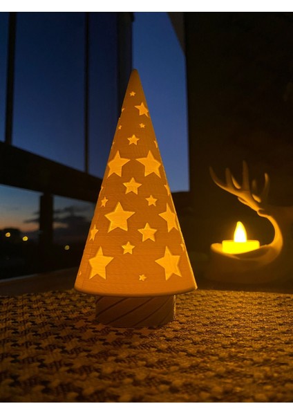 Tekno Trust Çam Ağacı Tealight Mumluk Dekoratif Kış Konsepti Yıl Başı Süsleri Yeni Yıl Hediyesi Kış Dekoru 15CM