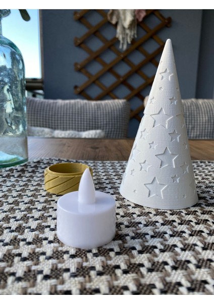 Tekno Trust Çam Ağacı Tealight Mumluk Dekoratif Kış Konsepti Yıl Başı Süsleri Yeni Yıl Hediyesi Kış Dekoru 15CM