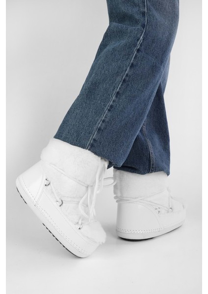 Kadın Snowie Beyaz Rugan Kürklü Içi Peluş Kar Botu fırsatları