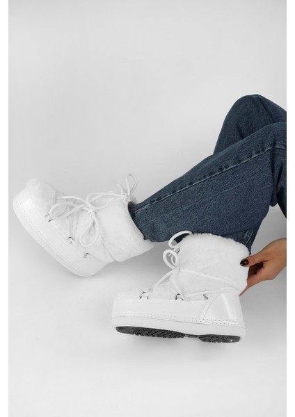 Kadın Snowie Beyaz Rugan Kürklü Içi Peluş Kar Botu indirimleri