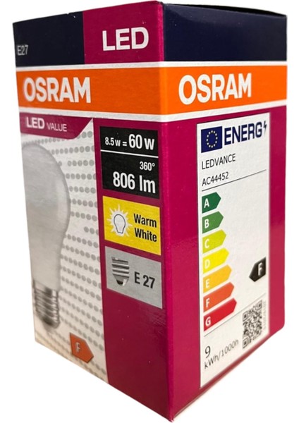 Osram 8.5 Watt LED Ampul 2700K Sarı E27 - 10 Adet fiyatları