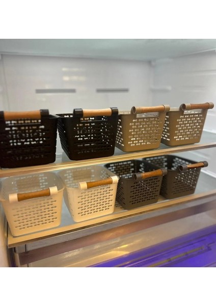 Dolap Içi Düzenleyici (Mini Sepet) 2 Adet Koyu Bej modelleri