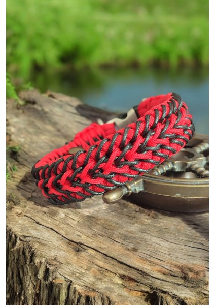 Küçük Irk Deri Detay Kırmızı Paracord Tasma fiyatları