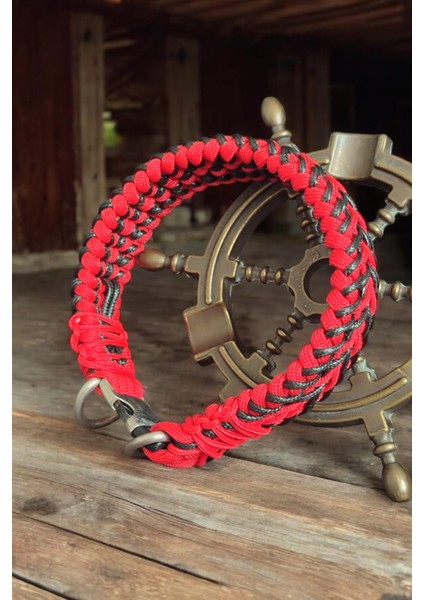 Küçük Irk Deri Detay Kırmızı Paracord Tasma fırsatları