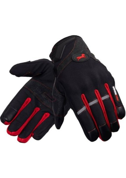 Motosiklet Eldiveni Soft Tpu Koruma Softjel Kumaş Telefon Dokunmatikli Motor Eldiven Siyah Red