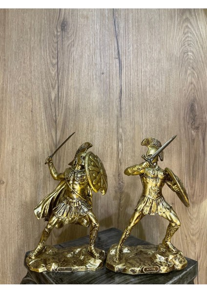 24 cm heykel biblo seti, altın renkli, polyester malzeme, şık dekoratif ürün