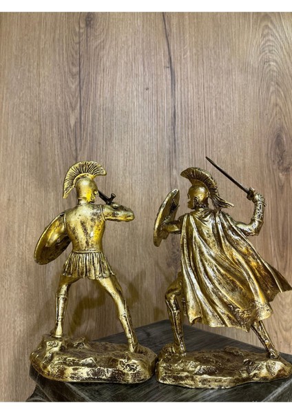 24 cm heykel biblo seti, altın renkli, polyester malzeme, şık dekoratif ürün