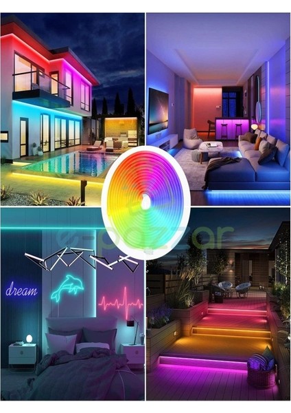 5m 16 Renk 4 Fonksiyonlu Esnek Şerit Neon LED fırsatları