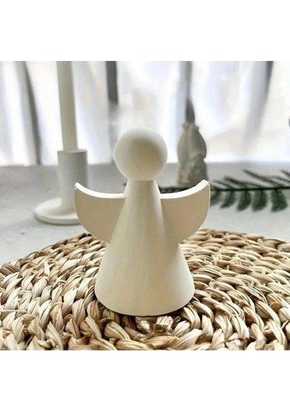 Beyaz Betondan Melek Figürleri Dekoratif 3'lü Set, 8x6 cm modelleri