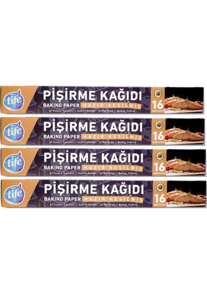 Kesilmiş Pişirme Kağıdı'16 Lı 4'Lü paket