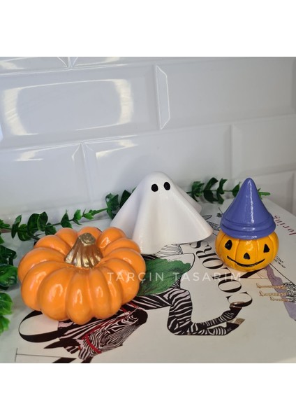 Tekno Trust 3'lü Balkabağı Dekor,halloween,cadılar Bayramı,elyapımı, Dekoratif Obje,biblo Süs Eşyası Hediyelik
