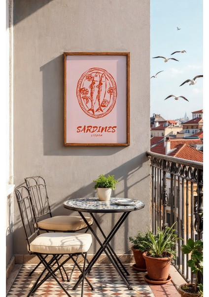 Sardalya Vintage Posteri Çerçevesiz - Salon Oturma Odası Mutfak Ofis Için Duvar Dekoru modelleri