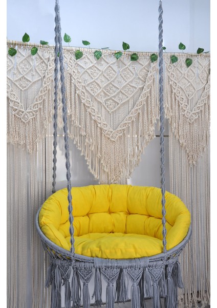 Makrome Relax Salıncak ( Gri ) Minderli