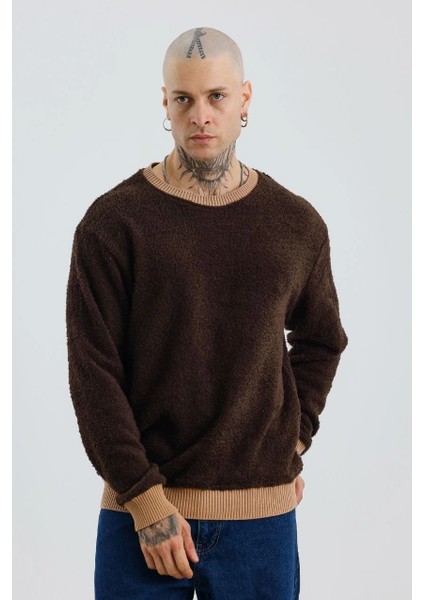 Erkek Kahverengi Peluş Kazak