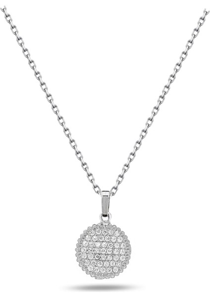 Timeless Series Zirkon Taşlı Gümüş Parıltılı Küre Kolyesi