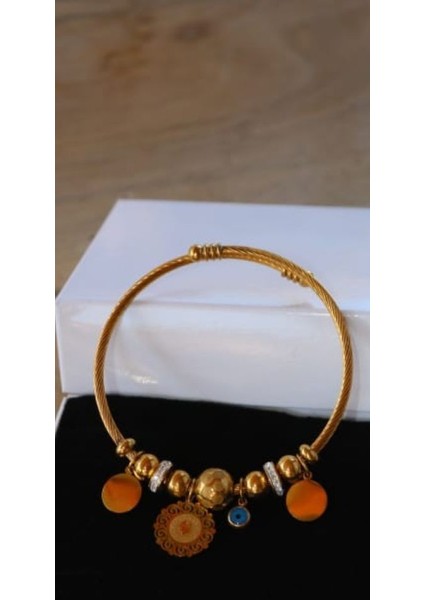 316L Charm Gold Nazar Boncuklu Çelik Bileklik fiyatları