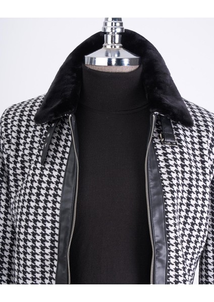 Italyan Stil Slim Fit Kürklü Gömlek Yaka Erkek Mont Siyah T13285 fırsatları
