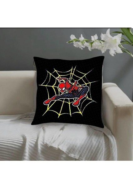 Dısney Spiderman Kare Pamuk Kumaş Dolgulu Kırlent 1 Adet 40X40 cm