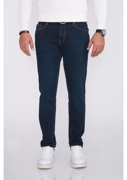 Italyan Kesim Slim Fit Erkek Kot Pantolon Lacivert T13332