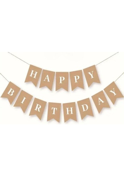 Yaş Retro Krem Balon Seti Krom Gold Deniz Kumu Beyaz Happy Birthday Banner (Balon Bandı Hediyeli)