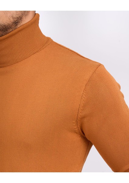 Italyan Stil Slim Fit Triko Balıkçı Yaka Boğazlı Kazak Turuncu T13103 indirimleri
