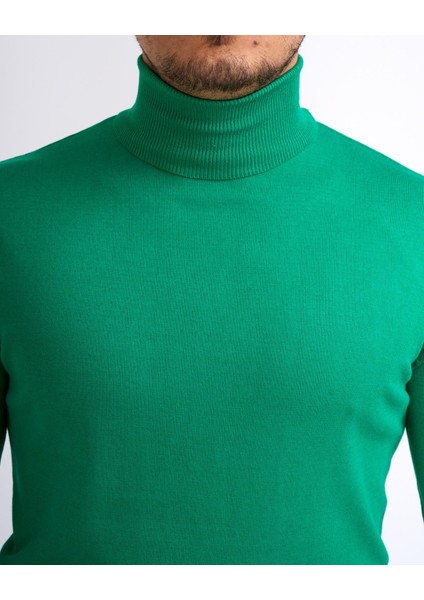 Italyan Stil Slim Fit Triko Balıkçı Yaka Boğazlı Kazak Yeşil T13100 fiyatları