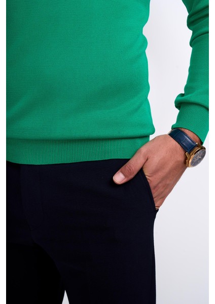 Italyan Stil Slim Fit Triko Balıkçı Yaka Boğazlı Kazak Yeşil T13100 indirimleri