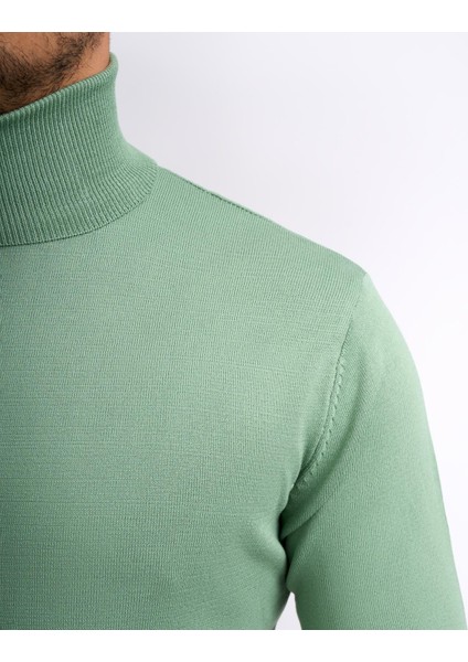 Italyan Stil Slim Fit Triko Balıkçı Yaka Boğazlı Kazak Yeşil T13102 modelleri