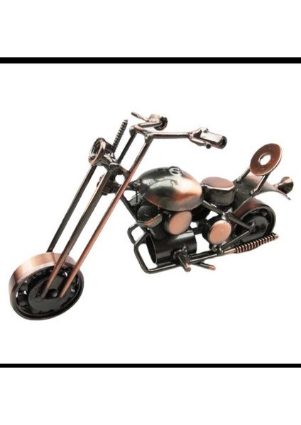 El Yapımı Vintage Metal Motorsiklet Modeli, Ev ve Ofis Dekoru, 7x17 cm