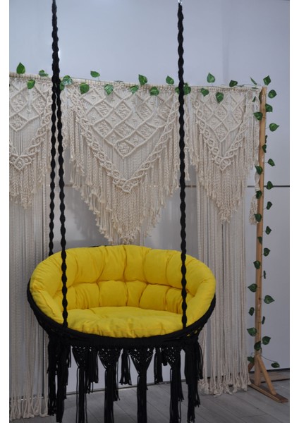 Makrome Relax Salıncak ( Siyah ) Minderli