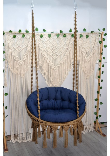 Makrome Relax Salıncak ( Kahve ) Minderli