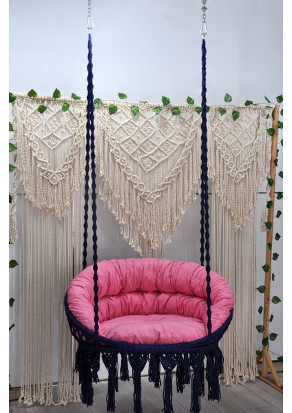 Makrome Relax Salıncak ( Siyah ) Minderli