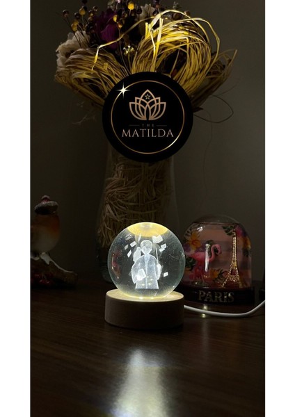 Turuncu cam küre, ışıklı, USB'li, ahşap altlıklı, dekoratif, 8x8 cm. fiyatları