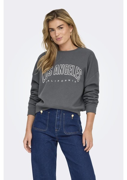 ONLSWEAT L/S CREW OVERSIZ Gri Kadın Sweatshirt