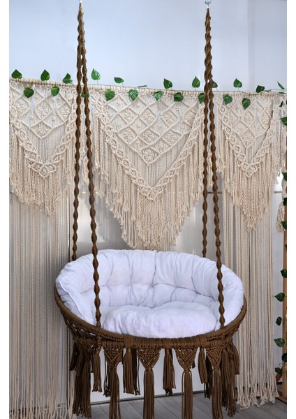 Makrome Relax Salıncak ( Kahve ) Minderli