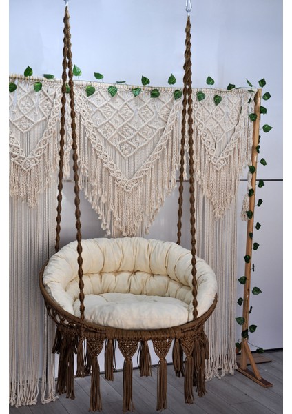 Makrome Relax Salıncak ( Kahve ) Minderli