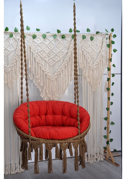 Makrome Relax Salıncak ( Kahve ) Minderli
