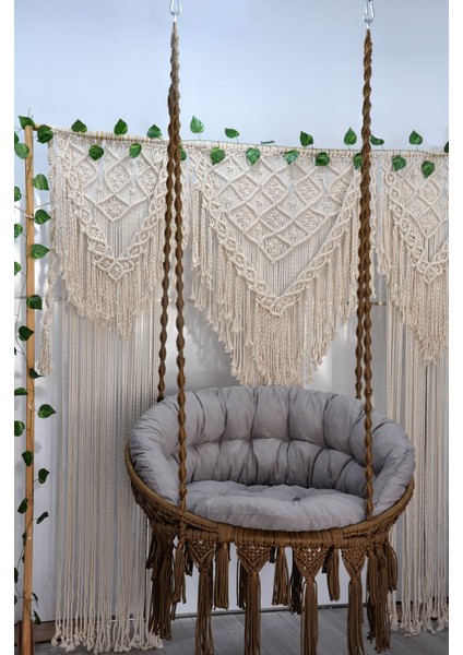 Makrome Relax Salıncak ( Kahve ) Minderli