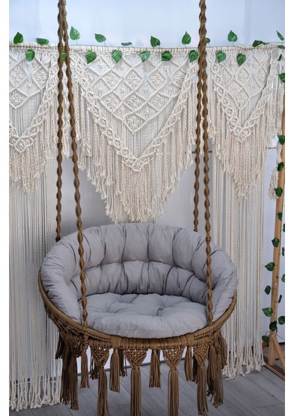 Makrome Relax Salıncak ( Kahve ) Minderli