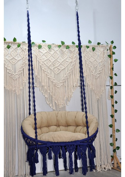 Makrome Relax Salıncak ( Lacivert ) Minderli